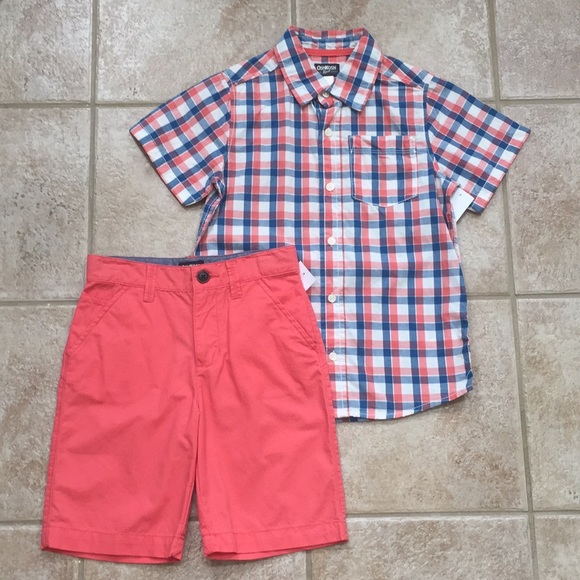 OshKosh Boys Button Down Shirt and Chino Shorts - Picture 16 of 16